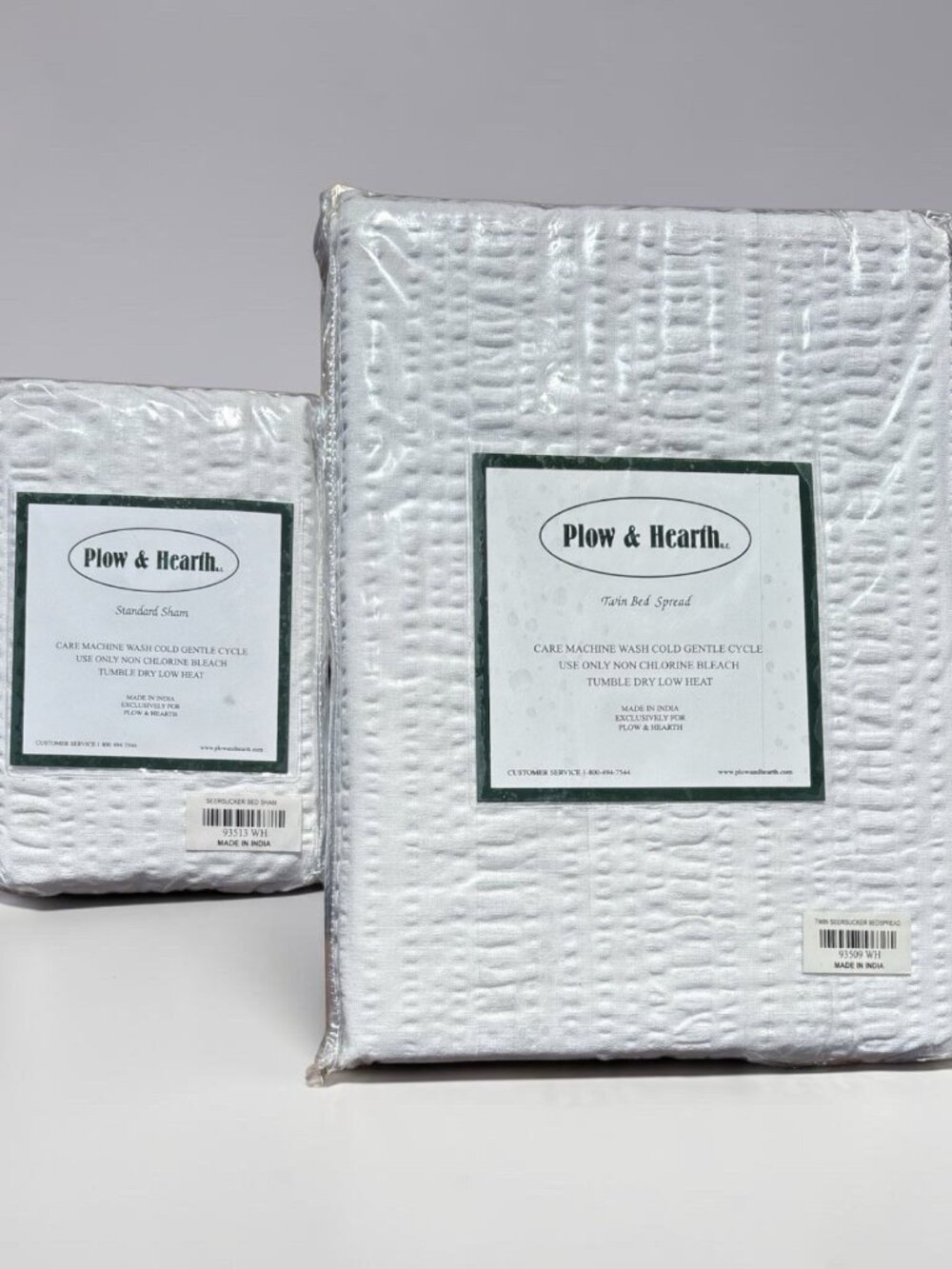 NEW Plow & Hearth Twin Bedspread & Standard Sham White Seersucker Farmhouse